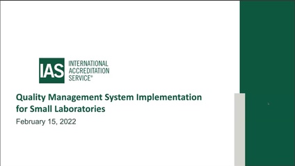 Product image for ELAP Webinar 15 - QMS Implementation for a small laboratory