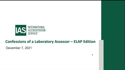 Product image for ELAP Webinar 14 - Confessions of an ELAP Laboratory Assessor