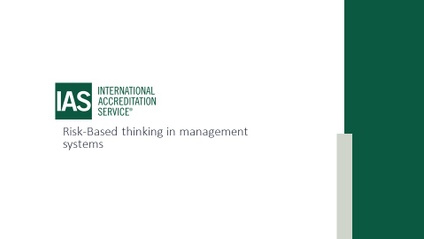 Product image for 17025 QMS Short Webinar 08 - Risks and Opportunities - Risk-based Thinking in Management Systems