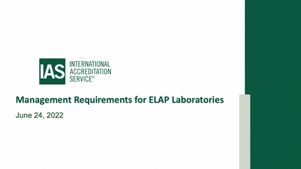 Product image for ELAP Webinar 18 -  Management Requirements for ELAP Laboratories