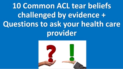 Product image for 10 Common ACL tear beliefs challenged by evidence + Questions to ask your health care provider