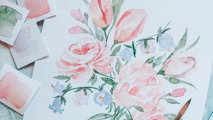 Product image for Watercolour Rose bouquet | Composition Class