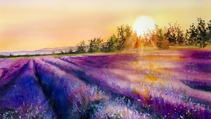 Product image for Lavender Fields in Watercolors