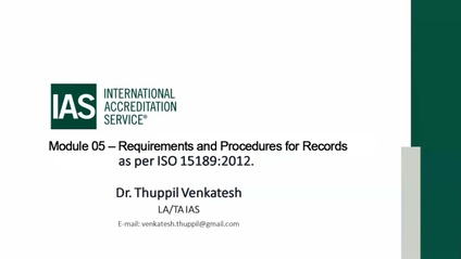Product image for ISO 15189 - MODULE 05 - Requirements and Procedures for Records