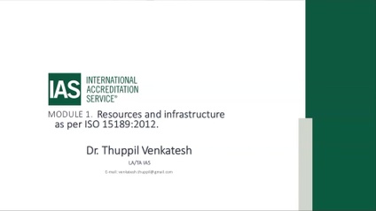 Product image for ISO 15189 Module 01 -Resource and infrastructure requirements for competence in a medical/clinical laboratory.
