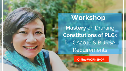 Product image for (English) Online Workshop: Drafting Constitution of PLCs to meet requirements of BURSA Malaysia  & Companies Act 2016 by Mah Li Chen (MAICSA Chartered Secretary)