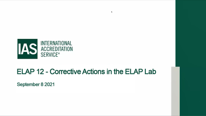 Product image for ELAP Webinar 12 - Corrective Actions in the ELAP Lab
