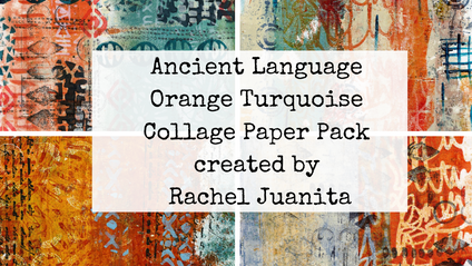 Product image for Ancient Language Orange Turquoise Collage Paper Pack
