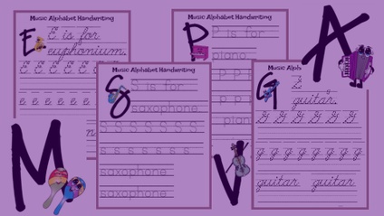 Product image for Music Alphabet Handwriting Practice Sheets