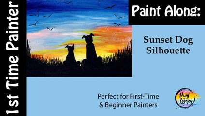Product image for FREE: Easy Painting for a First-Time Painter: Sunset Dog & Cat Silhouette