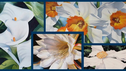 Product image for White Flowers in Watercolor, Paint At Your Own Pace