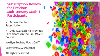 Product image for Subscription Review of Multisensory Math 1 for Previous Participants