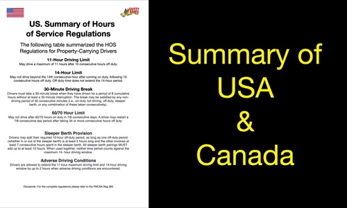 Product image for Hours of Service Summary For Canada and USA