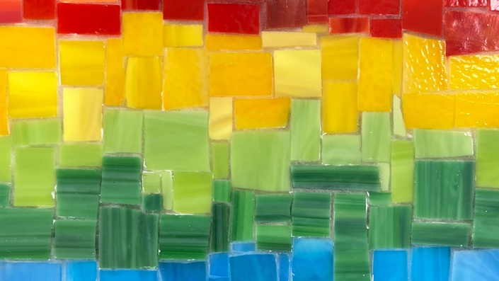 How to Grout Glass on Glass Mosaics - Made By Barb - finished art
