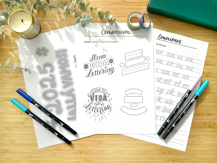 Curso continuado 12 técnicas para mejorar tu lettering (plantillas PDF)