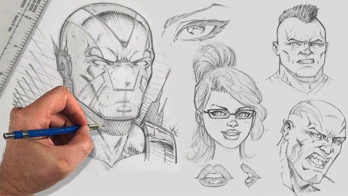 Drawing Comic Style Faces Using Traditional Art Supplies, Robert Marzullo