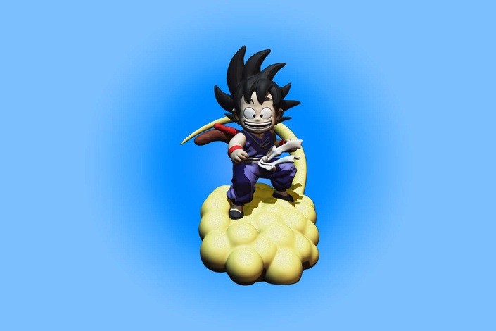 STL 10 Goku nube 1986 / Dragon Ball Fanart for 3d Printing Free