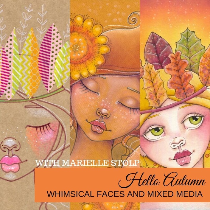 Whimsical Girls Art Journal  Beautiful faces to colour on a