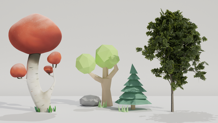 low poly tree blender download