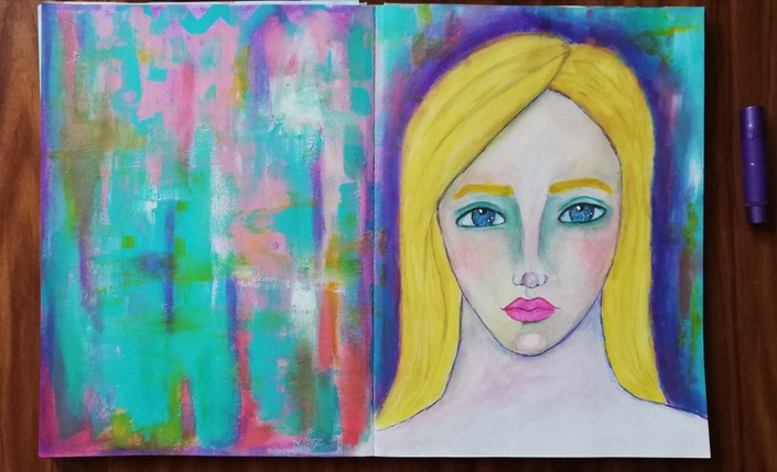 Whimsical Girls Art Journal  Beautiful faces to colour on a