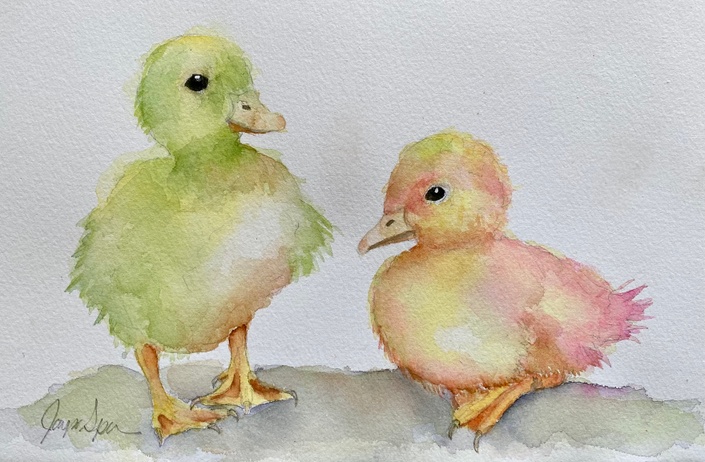 duck in water painting