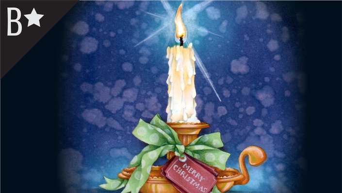 Digital painting of a burning candle in colour background. The