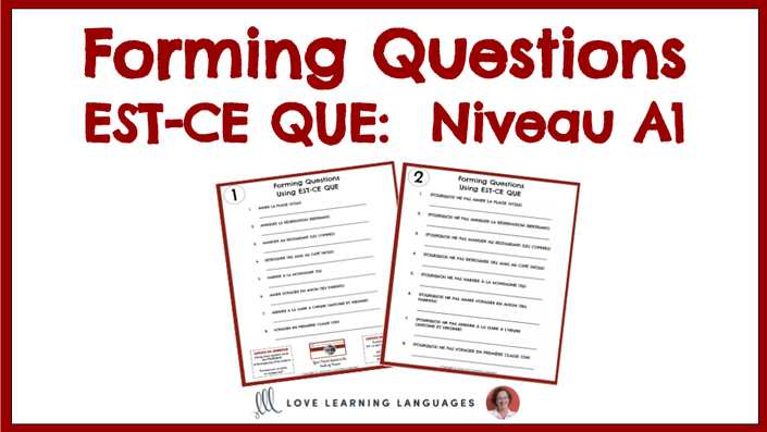 Level A1 Forming French Questions Using Est Ce Que Love Learning